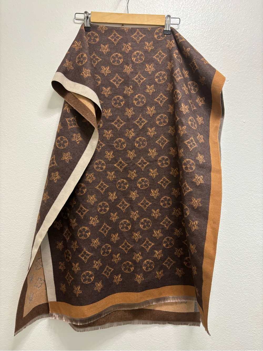 Louis Vuitton Monogram Shawl in Brown and Cream - Picture 3 of 5